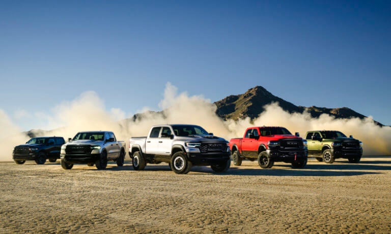 2025 Ram 2500 Exterior Lineup Near Desert Mountain